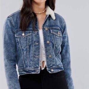HOLLISTER denim Jacket with Sherpa Lining